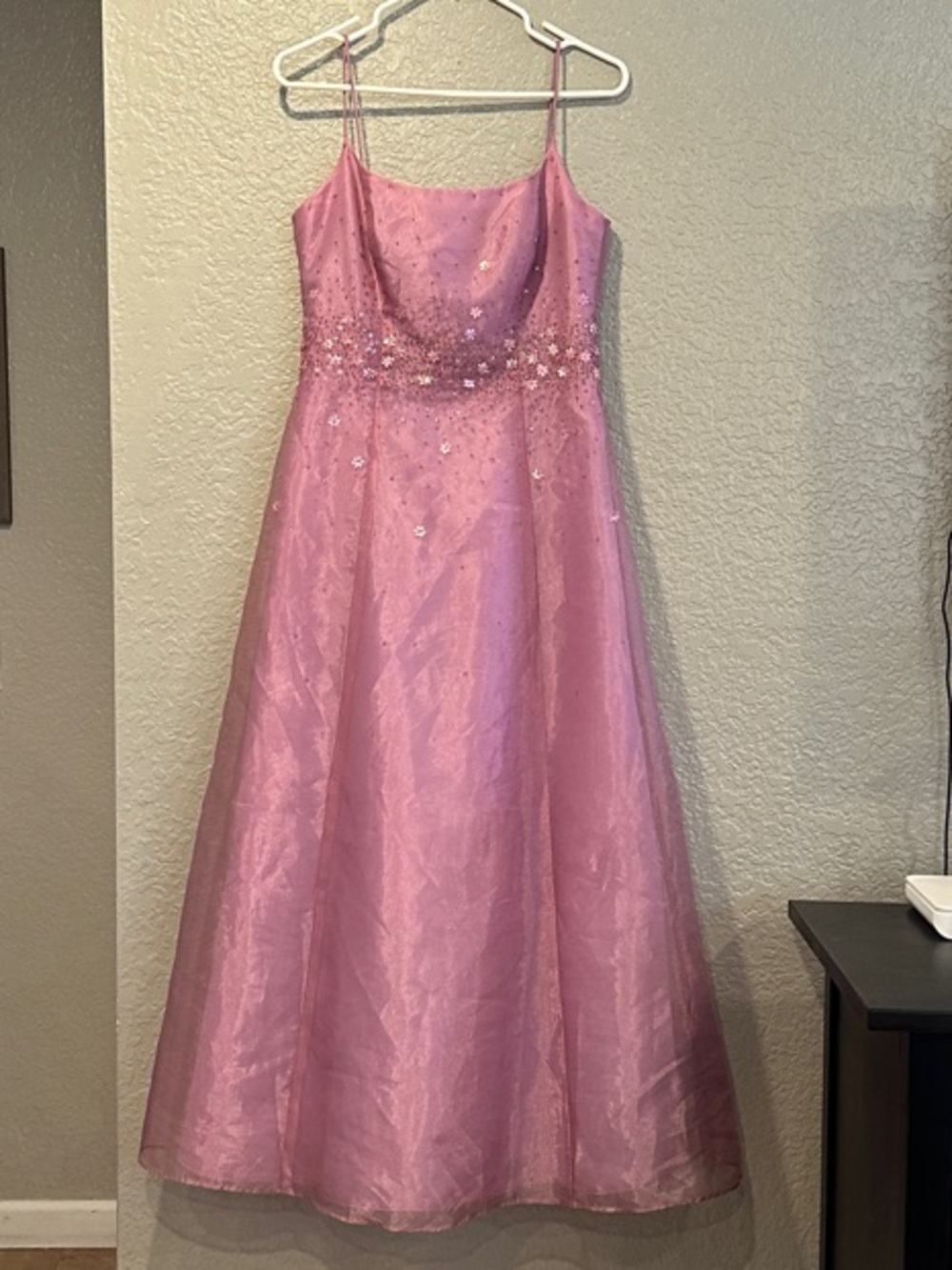 Vintage Pink Sparkle/Floral Embellished Formal Dress-Lined-Size 5/6-READ!